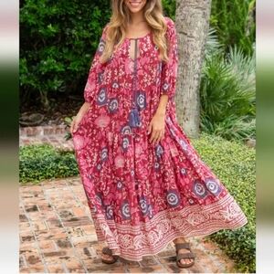 NATURAL LIFE Auguste Floral Dress XS X Small Pink Bohemian Hippie